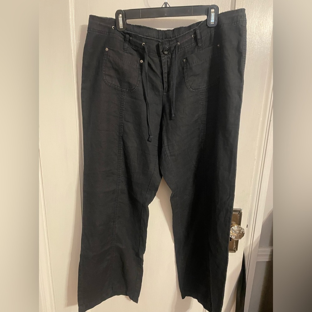 INC International Concepts Black Linen Drawstring Pants
